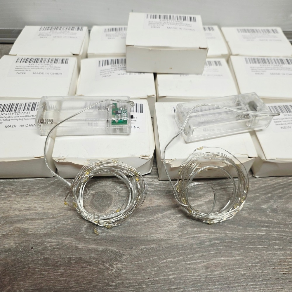 Honch 26 Pack Warm White Copper Wire Fairy String Lights 8 Modes 43in Bulk Lot